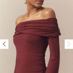 Anthropologie BHLDN Off-Shoulder Bell-Sleeve Stretch Jersey Maxi Dress